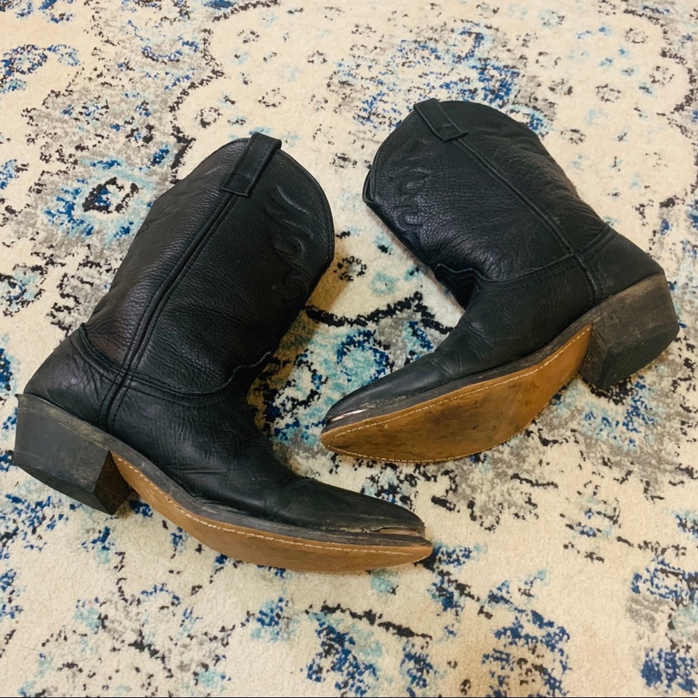 Black Leather Cowboy Boots